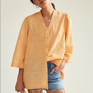 Orange Anthropologie Bohemian Top